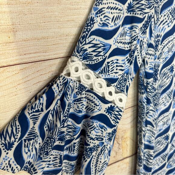Lilly Pulitzer Bell Sleeve Tunic Dress - Nautical BLUE + WHITE - Picture 5 of 8